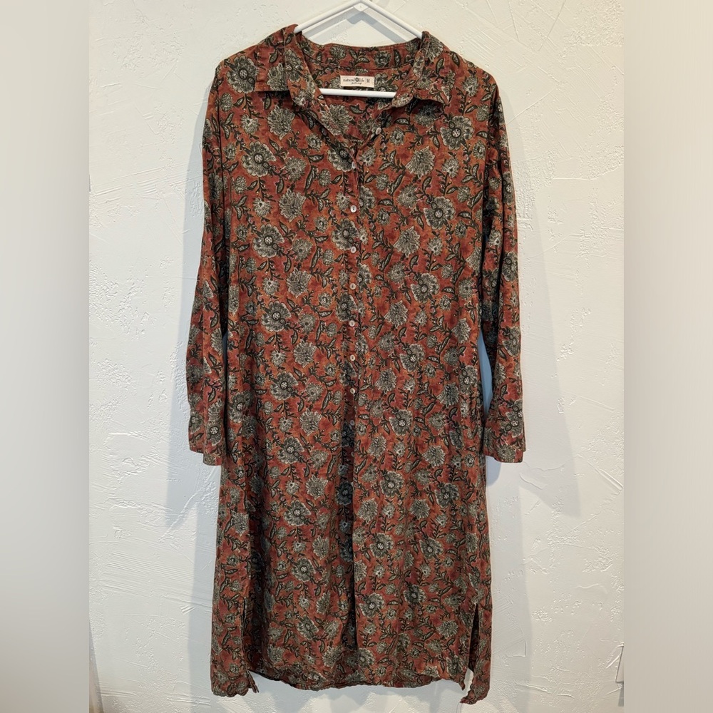 Natural life peasant button down dress